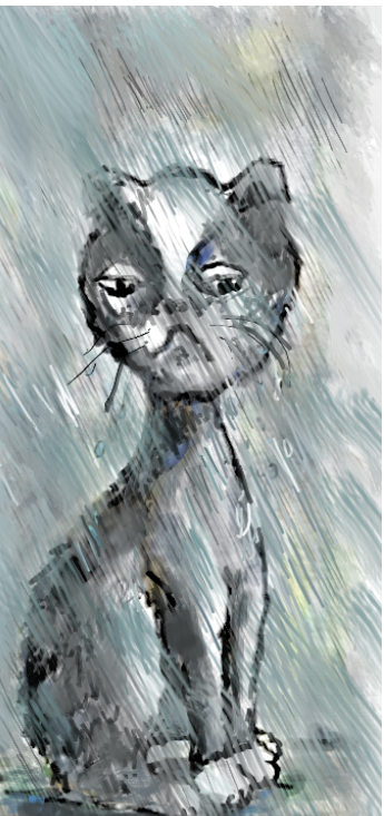 I (sneeze) ..............Am a cat, (sneeze) ............A soggy wet cat, (sneeze, sneeze) ......................I’m all forgotten, left out in the rain,  And I wish that someone would come out ... to find me and take me inside,  ...........to be dried(sneeze,/James/1/1